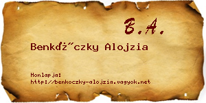 Benkóczky Alojzia névjegykártya